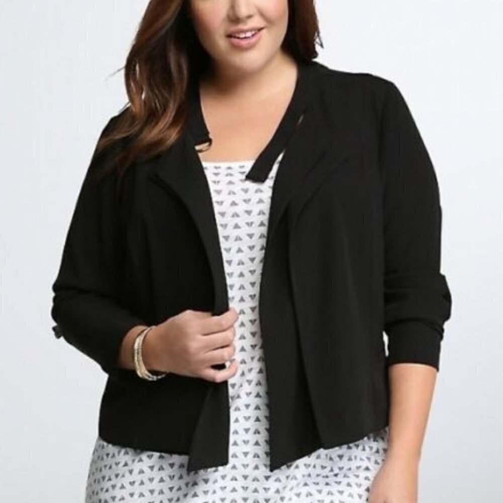 Torrid Lightweight Drape Front Blazer Black 3X